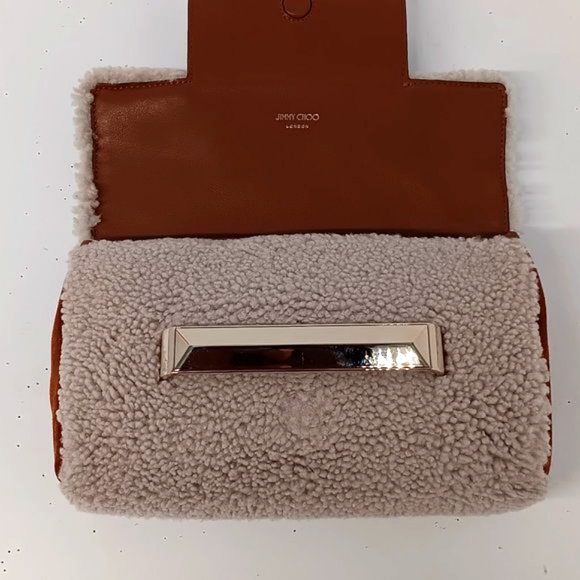 Jimmy Choo Carolina Shearling Shoulder Bag - Cream Multi - Picture 9 of 16